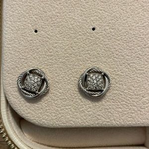 David Yurman Crossover Infinity Stud Earring with Pavé Diamonds